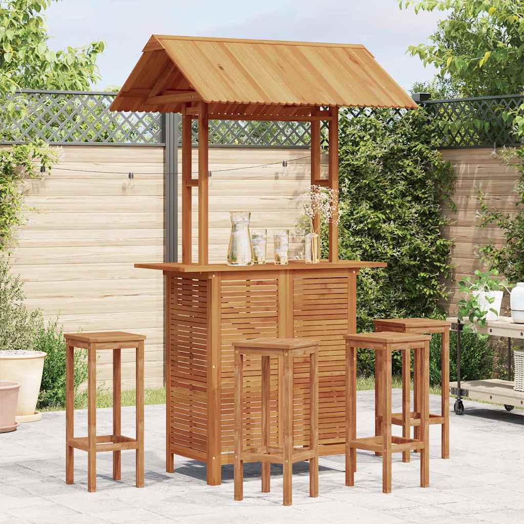 Outdoor-Bartisch mit Dach 122×106×217 cm Akazie Massivholz